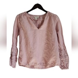 Rachel‎ Zoe Dusty Rose Embroidered Linen Blend Blouse Size Medium